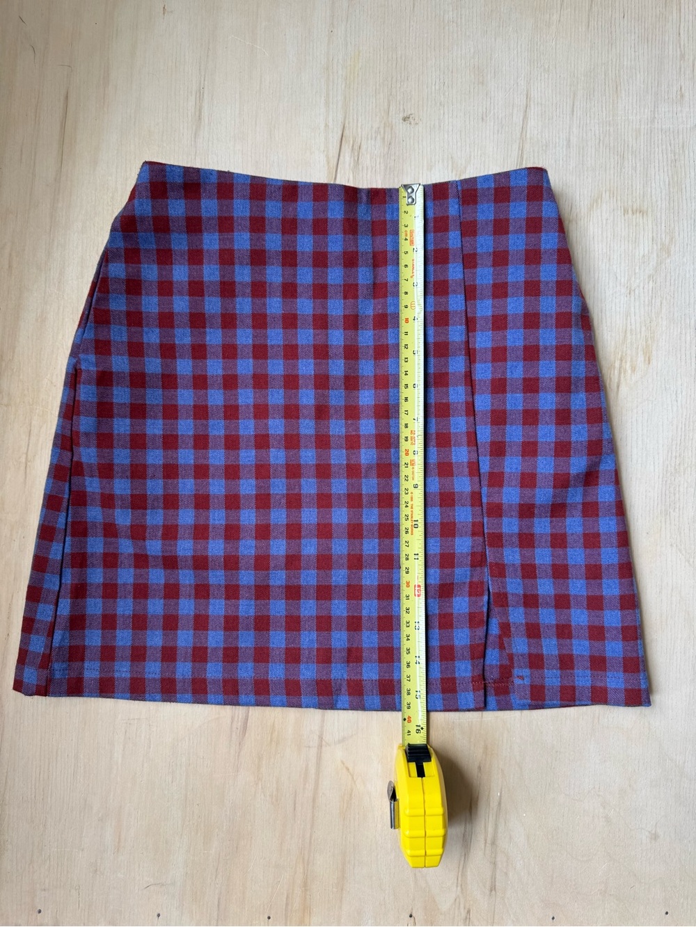 Urban Outfitters Red and Brown Plaid Mini Skirt with Side Slit